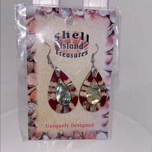 Shell Island Treasures Inlaid Abalone Shell Silver Dangle Earrings